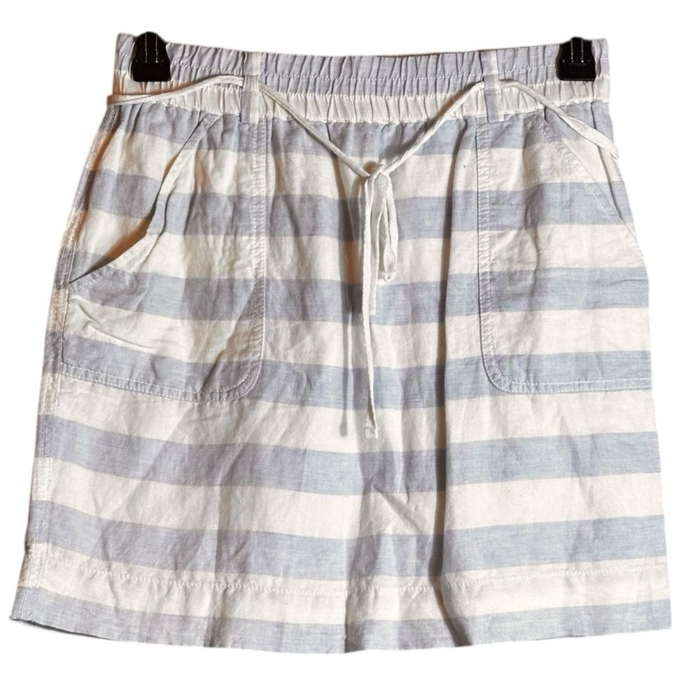 LOFT Light Blue and White Striped Linen Blend Nautical Skirt Size Small 📦